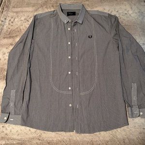 Fred Perry Button Down. Large. New and Unworn. Slim fit Blue plaid